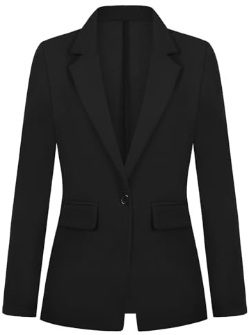 Kyzoeyou Womens Blazers Suit One Button Suits Notched Lapel Jackets Elegant Business Formal (B-Black M)
