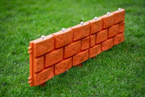 ComfyNex 12-Pack Garden Edging with Solar LED Lights – Brick-Effect Interlocking Lawn Border, Weatherproof Plastic Flower Bed Edging for Outdoor Pathway, Yard, Garden & Landscaping Décor