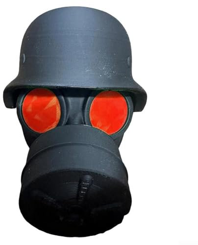 Springwillfly 3D-gedruckte Stahlhelm-Gasmaske, Anhängerkupplungsabdeckung, ABS, schwarz, schützende Kugelabdeckung für Fahrzeugabschleppausrüstung, passend (rot)