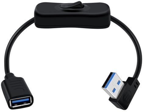 HuaLiSiJi Rallonge USB 3.0 avec Interrupteur Câble D'Extension USB avec Interrupteur Prise en Charge de la Transmission de Données et de L'alimentation 5Gbps, pour PC Portable (Vers la gauche, 0.15m)