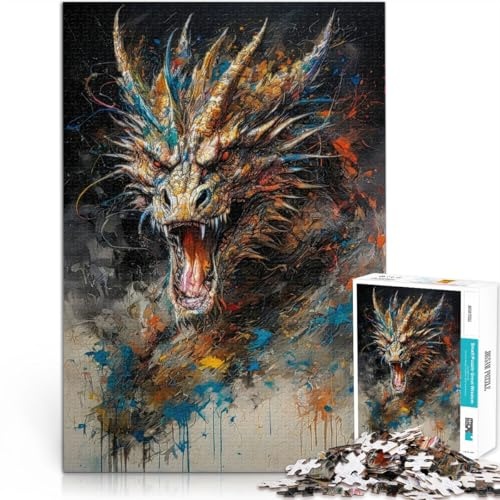 Puzzle für Erwachsene 1000 Teile Drachen Aus Karton für 14+ für die Heimdekoration Geschenkideen。Größe：38x52cm/14.9x20.4Zoll