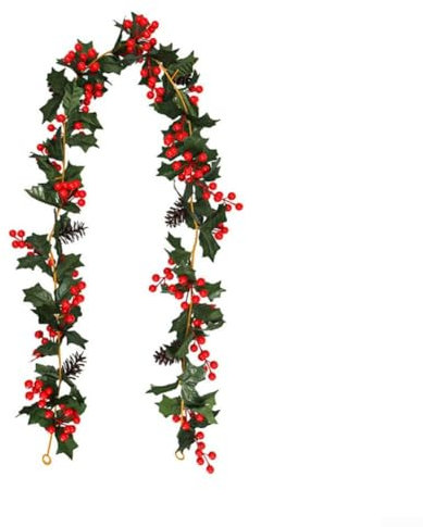 Artificial Holly Garland with Ivy Vine Leaf for Wedding, Festival, Party, Home, and Garden Decoration with Materials (No. 76)