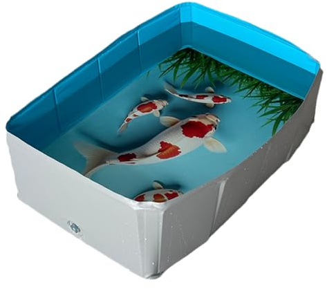 Pet Bath Pool, PVC Folding Tub, Square -Shaped Basin with 25.2 x 13.39 x 8.07 inches, Wash Pool for Garden, Lawn, Backyard, Outdoor Shower, Camping Travel Cleaning Station, Blue