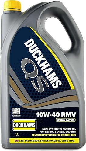 Duckhams QS 10W-40 RMV Semi Synthetic Engine Oil 5 Litres, ACEA A3/B4, API SP, VW 501.00/505.00, Premium Motor Oil for Petrol & Diesel Fuel Injected & Multivalve Engines For Protection & Performance