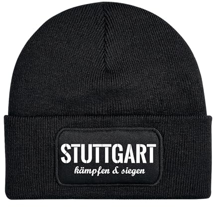 UGLYSHIRT Stuttgart Kämpfen & Siegen Mütze | Strickmütze – Fußball Fan Szene Schwaben Stadion Streetwear Unisex Wintermütze | Patch Beanie M3