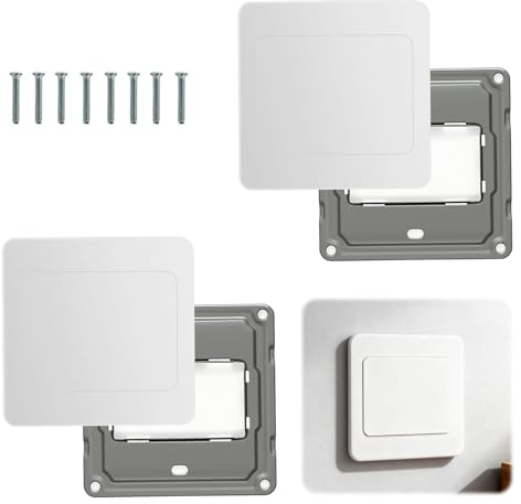 2 Sets Single Blank Plate Screwless 1 Gang, Blanking Cover with Modern Flat Design, Flame-Resistant Slim Profile and Easy Snap-Fit for Safely Covering Unused Wall Boxes in Home Interiors