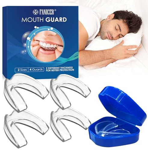 4 Stück Knirscherschiene Für Nacht, Erhältlich in 2 Größen, Anti-Snoring Mouth Guard, Beißschiene für die Nacht, Effektive Anti Schnarch Schiene, Schnarchschiene für Männer und Frauen