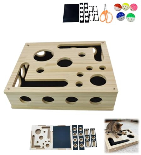 Boîte de jeu puzzle pour chat, lime à griffes pour chat, alternative sans stress aux coupe-ongles et ponceuses, avec papier abrasif intégré pour aiguiser les griffes