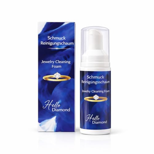 Hello Diamond Schmuckreinigungsschaum Set, Reiniger für Silber Gold Diamanten Edelsteine, 60ml, Poliertuch, Silberschmuckreiniger, Goldschmuckreiniger, Silberputztuch inkl., Geschenksbox