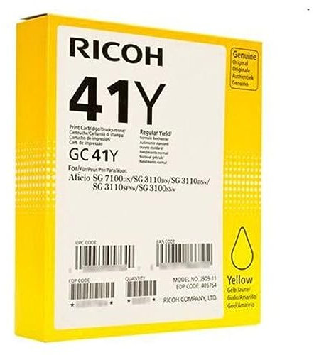 Ricoh 405764 SG3110DN Inkjet Cartridge, 2200 Seiten / ISO24711 GC41Y, gelb
