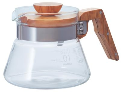 Hario 400 ml Olive Wood New Coffee Server, Transparent