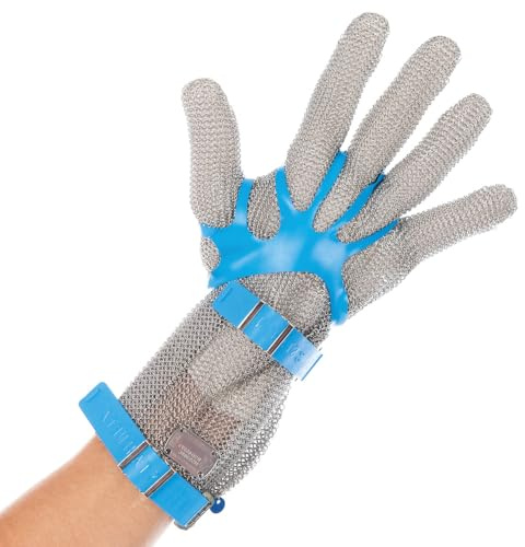 FRANZ MENSCH 1 Stück Hygostar Stechschutzhandschuhe 8 cm Stulpe, silber, 9/L, L: 8cm, Stechschutzhandschuhe, Schnittschutzhandschuhe, Arbeitshandschuh