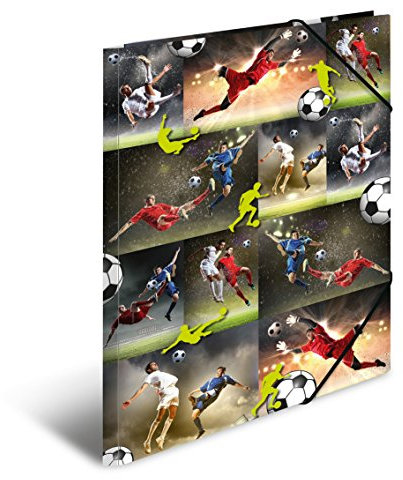 HERMA 19065 Sammelmappe DIN A3 Kunststoff, Serie Sports Collection, Motiv Fussball, mit Gummi-Eckspanner, 1 Zeichenmappe