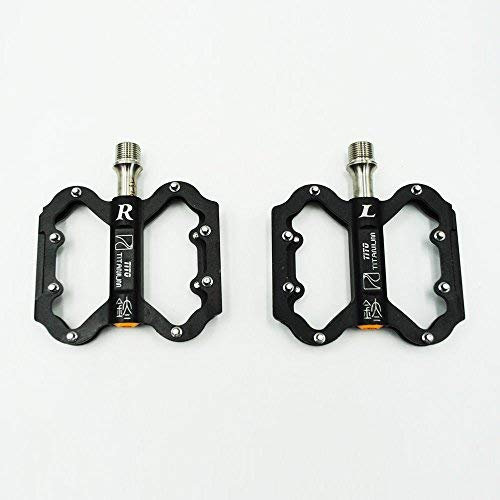 TiTo Titanium Fahrrad Pedalen mit Aluminium-Legierung Fahrrad Fuß Pedale und Titan Achse Leichte Anti-Rutsch Rennrad Pedale für Rennrad Citybike E-Bike oder Mountainbike(Black2)