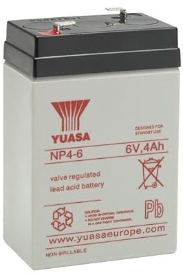 Yuasa NP4 – 6 Batteria Ricaricabile al Piombo 6 V – 4 Ah, NP4 – 6, np4.5 – 6, 6 V 4.5 Ah