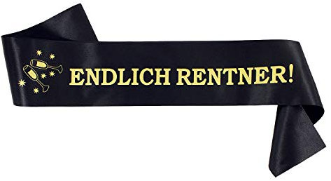 Oblique Unique® Schärpe Endlich Rentner ! Geschenk für Ruhestand Pensionierung Party Abschiedsfeier Schwarz Gold