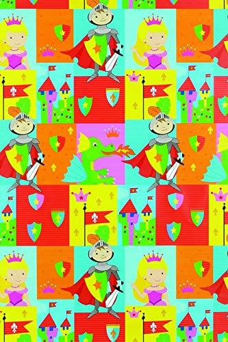 Premium Geschenkpapier Kinder- Ritter Prinzessin Drachen, Secare Rolle, Geschenkverpackung Größe 70cm x 250m
