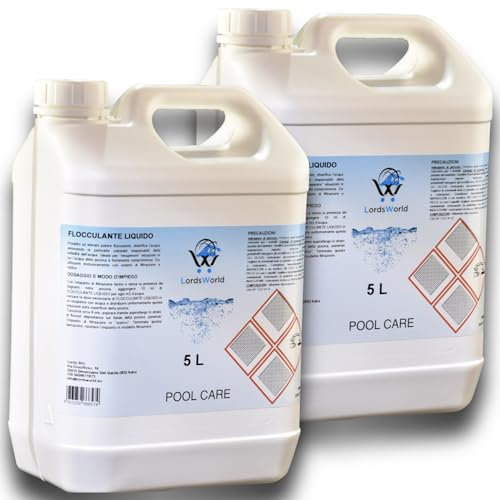 LordsWorld Pool Care - Flocculante Liquido per Piscina Fuori Terra, Interrata, Spa e Jacuzzi - Anti-Torbidità, Rimuove Particelle Colloidali e Ioni Metallici, Compatibile con Acqua e Sale (10Lt)