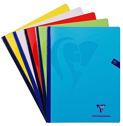 Clairefontaine 309342C Un Cahier Brochure Cousu Fil Mimesys - 24x32 cm - 192 Pages Petits Carreaux - Papier Blanc 90 g - Couverture Polypro - Couleur Aléatoire
