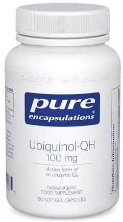 Pure Encapsulations Ubiquinol-QH CoQ10 100mg, 60 Softgel Capsules | Cellular Energy Support, 100mg Ubiquinol the Active Form of CoQ10, Enhanced Absorption, Hypoallergenic