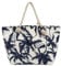 DonDon Strandtasche mit Reißverschluss, Große Strandtasche XXL, Shopper Tasche Damen - Praktische Beach bag Umhängetasche Damen Badetasche für Strand und Meer - Palmen weiß