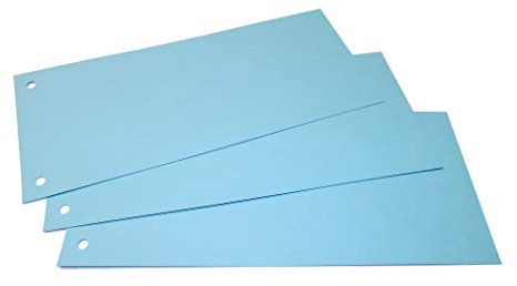Trennstreifen blau, 100 Stück im Format 10,5 x 24 cm, 190 g/qm Recyclingkarton, für DIN A4 hoch oder DIN A5 quer, Papiertrennstreifen