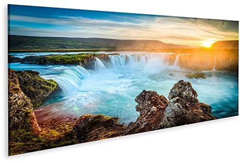 islandburner Bild auf Leinwand Godafoss Wasserfall Bilder Wandbilder Poster