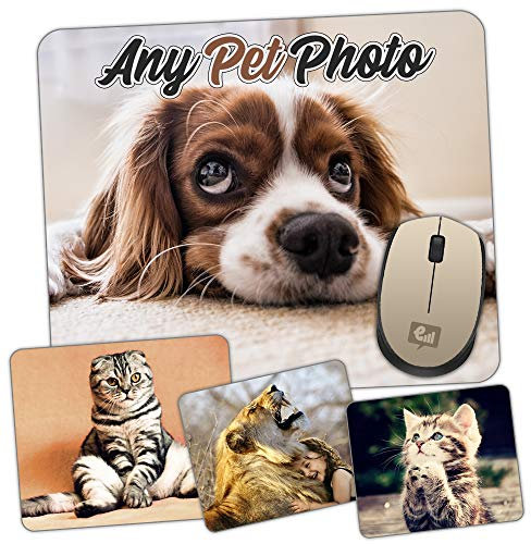 Your PET Cat or Dog Photo Mouse Mat - Personalised Gift - add Picture and Text - Non-Slip Rubber Base Pad for PC Laptop Computer Mac Gaming Room Office/Work Novelty Mousepad Animal Pad
