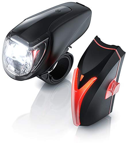 LED Akku Fahrradbeleuchtung Set StVZO - Fahrradlampen-Set - Vorderlicht und Rücklicht - zugelassen nach StVZO - Schnellbefestigung - Befestigungs-Clip - Fahrradlicht Fahrradlampe Fahrradleuchte…