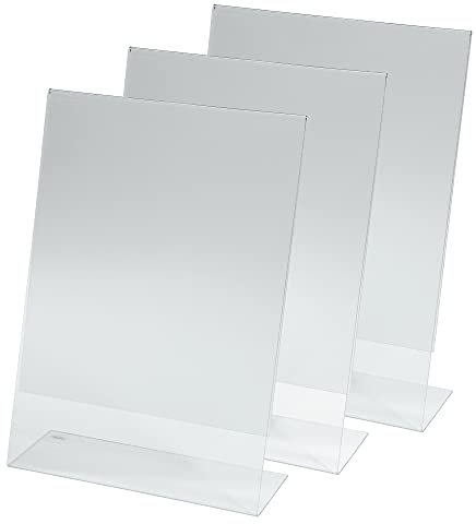 SIGEL Tischaufsteller schräg, 3 Stück, DIN A4, Acryl, garantiert UV-beständig