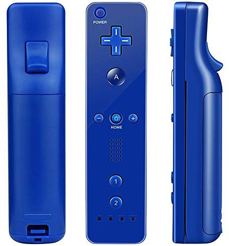 Telecomando Wireless Motion Gamepad Joystick per Nintendo Wii/Wii U, con custodia in silicone e cinturino da mano (blu senza movimento Plus)