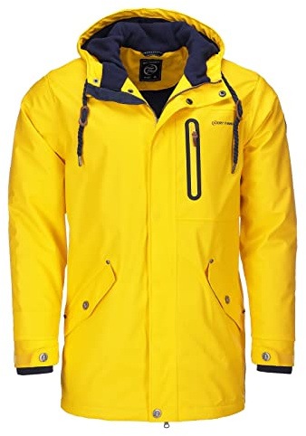 Dry Fashion Herren Regenjacke Bergen - Herrenjacke Regenmantel Männer Jacke Gefüttert Winddicht Wasserdicht in Gelb Größe XL