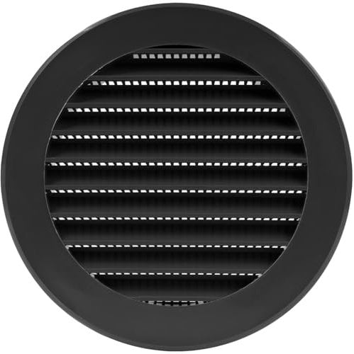 Vent Systems Couvercle de soffite noir 10 cm/100 mm – Aérations rondes – Couverture de gril – Moustiquaire intégrée – Aérations CVC pour salle de bain, bureau à domicile, cuisine