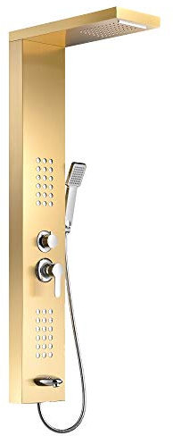 LULY Colonne de douche hydromassante 4 jets + 1 robinet Or