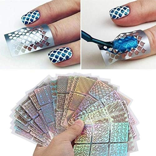 Nail Art Schablonen 12 Blätter Hohl Nageldruck Vorlage Nail art Dekorationen Nagel Spray Aufkleber Selbstklebende Openwork Muster Nagelaufkleber Maniküre