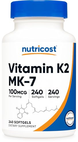 Nutricost Vitamin K2 MK-7 100 mcg, 240 Softgels - Gluten Free and Non-GMO MK7