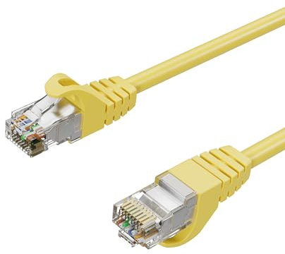 Netzwerkkabel RJ45 Patchkabel, LAN-Kabel U/UTP, CAT 7 Rohkabel, bis 10 Gbit/s 3,00m Gelb