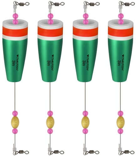 THKFISH Posen Angeln Schwimmer Angelposen Set Stahlvorfach Hecht Forelle Pose Gewichteter Knallender Schwimmer 4 Stück 28g-GRÜN