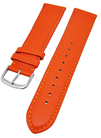 Uhrenarmband supersoft breit Kalbleder Farbe und Stegbreite wählbar (Orange, 22mm - XL)