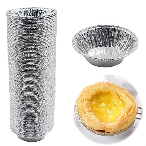 Moules à Tarte Cupcake Aluminium - Pour Petits Gâteaux, Muffins, Tartelettes, Puddings, Gelée, Pâtisserie, Rond Oeuf Tart, Pour Les Mariages, Anniversaires, Fêtes, Camping, 100 Pièces