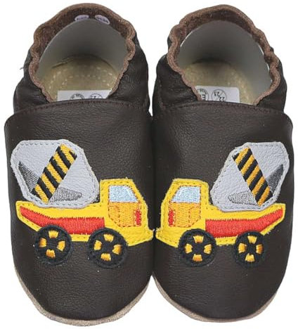 HOBEA-Germany Kitaschuhe Safestep, Kinderhausschuhe, Lederschuhe (Betonmischer braun, 20/21)