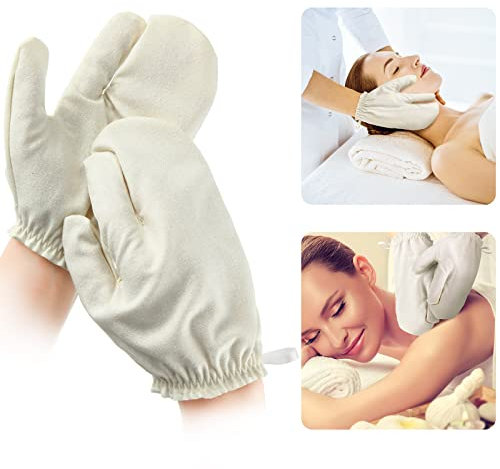 2 piezas de seda cruda Garshana guantes ayurvédicos guantes de masaje de seda cruda guantes de cepillo de masaje seco guantes exfoliantes baño frotamiento masaje ducha guantes para mujeres