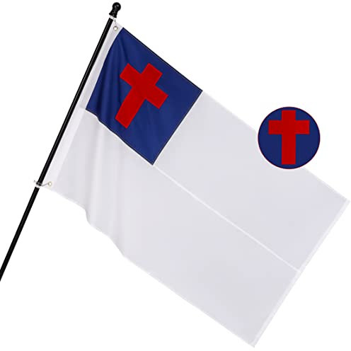 Diese christliche Flagge 90 x 152 cm: Langlebige Christentums-Kreuzflagge aus Nylon, besticktes Bild, Messingösen, UV-Schutz, Kirche, Jesus, Glaube, Ostertag, Dekoration, perfekt für den Außenbereich