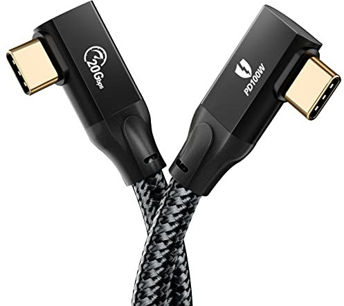 USB C to USB C Cable Right Angle 6.6ft - iDsonix 3.2 Gen 2 USB C Cable with 4K 60HZ Video Output 20Gbps Data Transfer 100W PD Fast Charging Cable for MacBook Pro, iPad Pro, Samsung