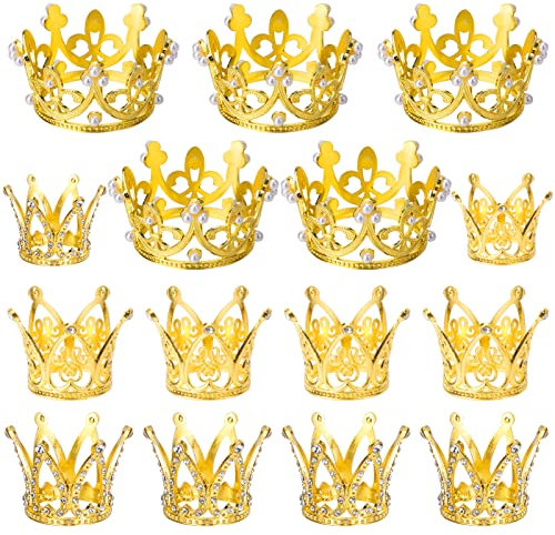 Ayfjovs 15 Pieces Crown Cake Topper Mini Crown Tiny Crown for Cake Topper Mini Baby Crown Tiny Queen Crown for Women Lady Girl Wedding Baby Shower Birthday Party(Gold)