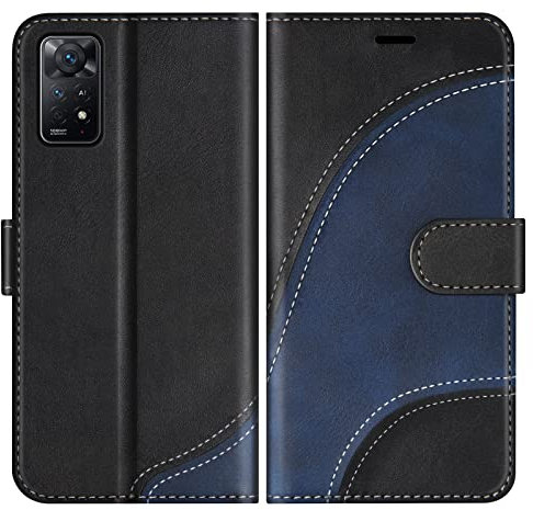 BoxTii Cover per Xiaomi Redmi Note 11 PRO 4G / 5G, Custodia in PU Pelle Portafoglio per Xiaomi Redmi Note 11 PRO 4G / 5G, Magnetica Cover a Libro con Slot per Schede, Nero