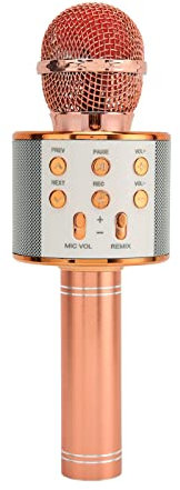 VBESTLIFE Microfono Karaoke Wireless, 4 in 1 Microfono Portatile Portatile Altoparlante per Smartphone, Tablet, Auto, PC, per Ragazze Ragazzi Bambini Adulti (Oro Rosa)