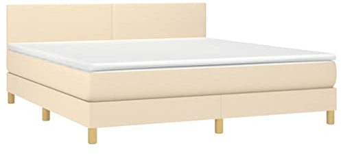 vidaXL Boxspringbett mit Matratze Doppelbett Polsterbett Bett Bettgestell Lattenrost Bettrahmen Hotelbett Schlafzimmerbett Creme 180x200cm Stoff