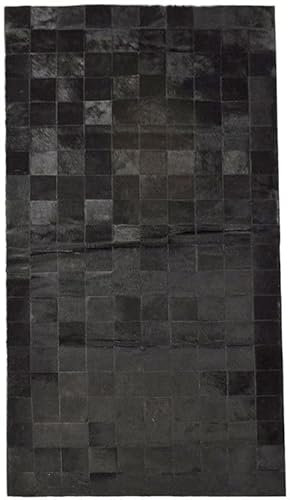 Kuhfelle Online & Nomad KUHFELL Teppich Patchwork SCHWARZ GEFÄRBT 100 x 200 cm FELLTEPPICH AUS ECHTEM KUHFELL RINERFELL
