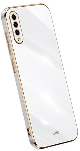 Topme Silikonhülle für Samsung Galaxy A50 / A50S / A30S (6.4 Inches), [handyhülle im Goldrand-Stil] - Weiß
